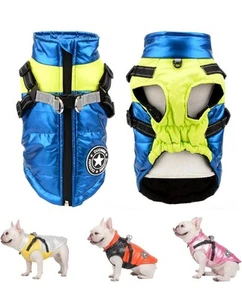 Dog Coat Waterproof With Harness Jacket Raincoat Winter Zip Coats Pet Hole Warm - Picture 1 of 5