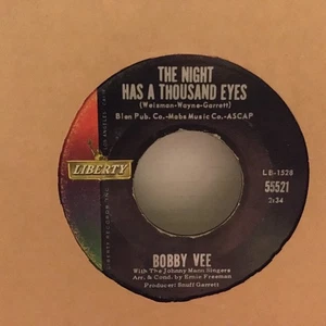 Bobby Vee 45 The Night Has A Thousand Eyes Anonymous Phone Call Liberty F-55521 - Picture 1 of 2
