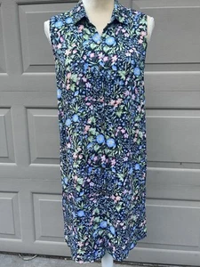 J Jill Women’s Button Front Sleeveless Dress Size S Petite 100% Rayon Floral - Picture 1 of 12