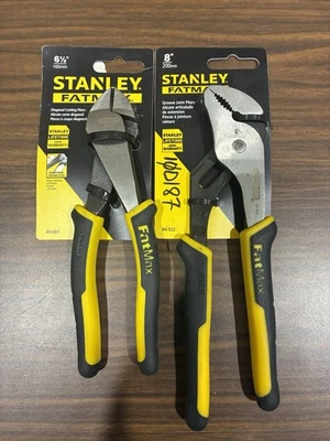 Stanley Fat Max Tongue And Groove Pliers 84-522 And Diagonal Cutting Pliers New - Image 1 of 3