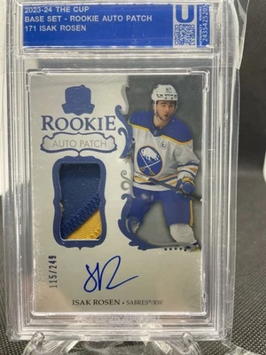 2023-24 UPPER DECK THE CUP ISAK ROSEN RC AUTO PATCH /249 BUFFALO SABRES - Image 1 of 2