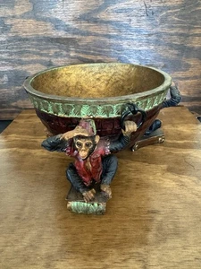 Tazón para servir/baratija de mono/chimpancé mayordomo pintado a mano de resina de polietileno - Imagen 1 de 11