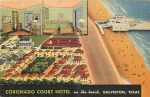 Postal interior Birdseye de hotel Galveston Texas Coronado Court años 40 25-11353 - Imagen 1 de 2