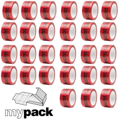 MYPACK Klebeband Packband Paketband Paketklebeband 66 m x 50 mm Vorsicht Glas leise