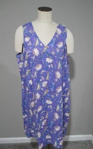 B2 J Jill Love Linen L LARGE purple floral paisley shift dress POCKETS - Picture 1 of 5