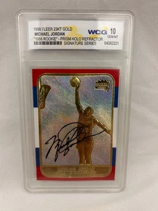 Michael Jordan 1997 23Kt Oro Prisma Holo Serie SIG Fleer GEM-MT Calificado 10 WCG - Imagen 1 de 2