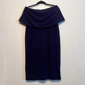 Lulus Navy Blue Strapless Midi Dress Size L - Picture 1 of 5