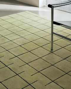 Handmade Wool Rug 8x10 Modern Area Rug Carpet for Bedroom Grid Pistachio Black - Picture 1 of 8