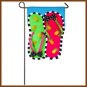 EVERGREEN GARDEN FLAG * PINEAPPLE FLIP FLOPS * EMBELISHED APPLIQUE' - NEW - Picture 1 of 6