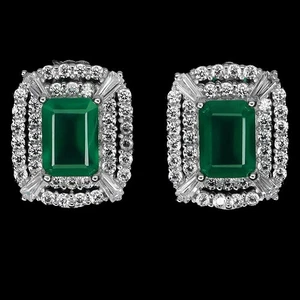 925 Sterling Silver Earrings Antique Aventurine 7x5mm Natural Gemstone Jewelry - Picture 1 of 14