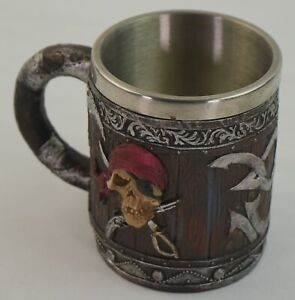 Ebros Pirates of Caribbean Skull With Cross Swords Tankard Coffee Beer Mug Cup