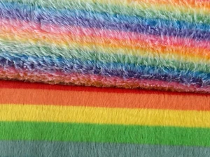Brights arcobaleno a righe larghe pila corta tessuto in pelliccia sintetica di 1/2 metro - Foto 1 di 5