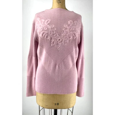 Together Vintage Soft Pink Ribbed Knit Wool Blend Sweater Top Size XL - Imagem 1 de 4