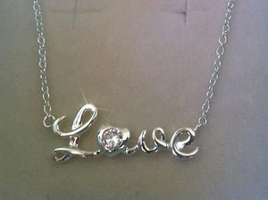 COLLANA CIONDOLO AMORE ARGENTO STERLING VICENZA CON DETTAGLIO CUORE DIAMANTE - Foto 1 di 3