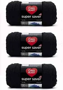 Red Heart Super Saver Black Yarn - 3 Pack of 198g/7oz - Acrylic - 4 Medium Wo... - Picture 1 of 5