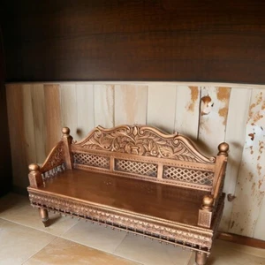 Indian carved painted sofa/ Handmade sofa /wooden sofa with cushion - Picture 1 of 4