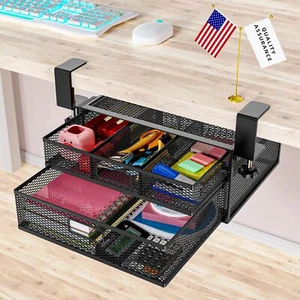 Under Desk Drawer Organizer Medium Black Sliding Storage Cabinets for Office - Picture 1 of 7