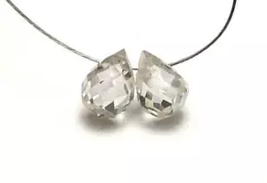 2 cuentas de lágrima facetadas de diamante blanco de 6 mm de 2,5 quilates - Imagen 1 de 2