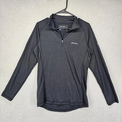 Шерсть мериноса Eddie Bauer First Ascent на молнии 1/4 мужская маленькая черная функциональная смесь - Изображение 1 из 4