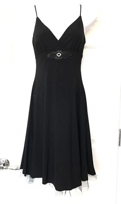Vestido Midi Negro Años 90 Y2K B. Darlin Talla 3/4 Tirantes Cintura Imperio Tul Fiesta Foto 1 de 4