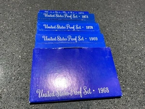 United States Mint Proof Sets 1968, 69, 70, 71, 72 San Francisco Mint W/ Boxes - Picture 1 of 3