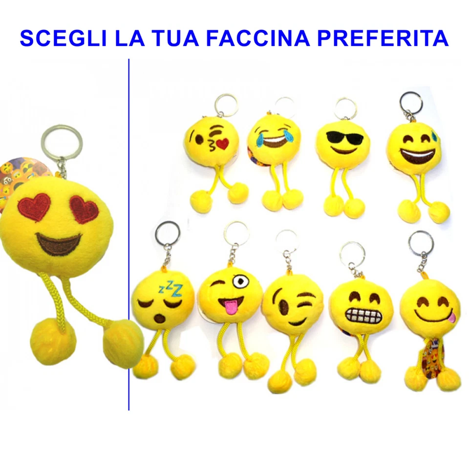 PORTACHIAVI PELUCHE GAMBE Ø 9cm SMILE 10 FACCINE A SCELTA SMILEY IDEA FINE FESTA - Immagine 1 di 1