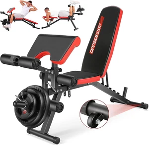 Adjustable Weight Bench with Leg Extension and Leg Curl, Workout Bench Press Pre - Picture 1 of 7