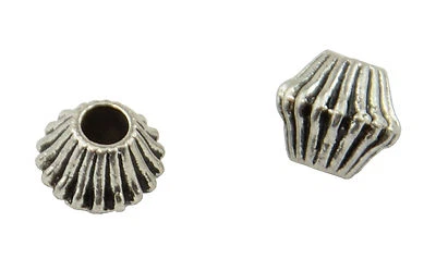 25 Rhondelle Stripe Silver Colour Metal Spacer Beads - 6mm (59004-211) - Image 1 of 2