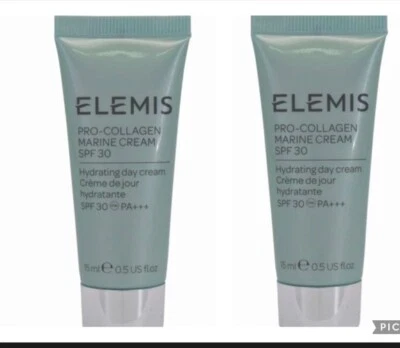 2x Elemis Travel Pro-Collagen Marine Cream SPF30 15ml - Brand New ( 30ml Total ) - Image 1 of 2