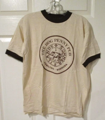 Vintage 1970's T-shirt Hog Penny Pub Hamilton Bermuda Medium Capitol Cotton NR - Image 1 of 4