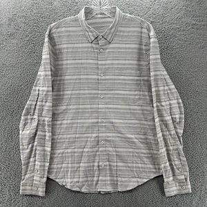 Lululemon Shirt Mens Medium M Gray Striped Long Sleeve Oxford Commission Shirt - Picture 1 of 11