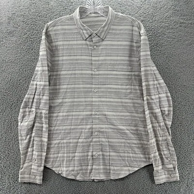 Lululemon Shirt Mens Medium M Gray Striped Long Sleeve Oxford Commission Shirt - Image 1 of 4