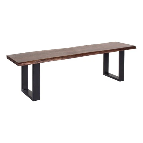 Casartis Living Legacy 63"L Solid Wood Live Edge Dining Bench in Brown and Black Cover