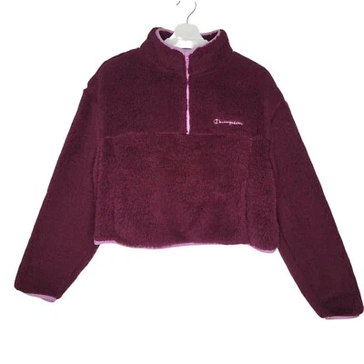 Chaqueta Sherpa CHAMPION Pila Alta Cuarto Cremallera Mujer Grande Peluche Crop Púrpura Rosa Foto 1 de 4