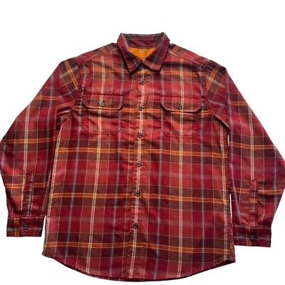 Orvis красный оранжевый клетку проверить длинным рукавом карманы рубашка на пуговицах размер L #121 - Изображение 1 из 4