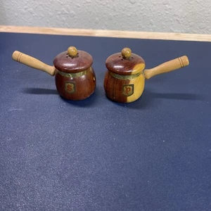 Ollas vintage de madera de Michigan con asas - Imagen 1 de 9