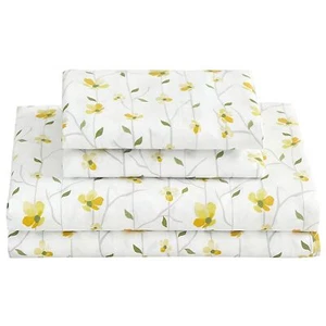 Yellow Floral Sheets for Queen Size Bed Printed Flower Queen Size Sheets - 4 ... - Picture 1 of 9