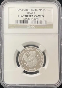 1990 P Australia $50 Dollar 1/2 oz Platinum Coin NGC PF 69 Ultra Cameo - Picture 1 of 2