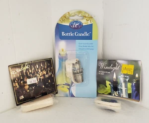 3 botellas insertos de velas hágalo usted mismo candelabro lámpara de aceite mecha y 2 luces de vino de cerámica - Imagen 1 de 9