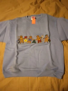 Kids L 10 - 12 Sweatshirt Lt. Blue with Ginger Bread Fabric fiber Print 277396 - Picture 1 of 1