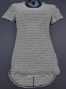 TINFL Homewear Mujeres Blusa Top Negro con Rayas Blancas Largo Tejido Túnica Pijama - Imagen 1 de 4