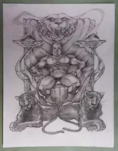 IMPRESIÓN ARTÍSTICA ORIGINAL de LA PANTERA NEGRA de WAKANDA en TRONO FIRMADA por SMITTY * - Imagen 1 de 1