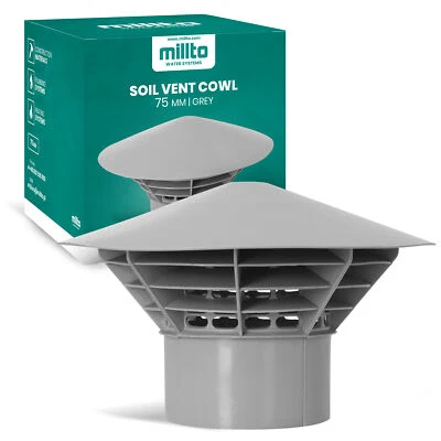 MILLTO Dachentlüftungskappe Abflussrohr Rohrendkappe Entlüftungs-Endkappe 75 mm Grau