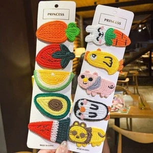{10 pcs }Wool woven hair clip animal fruit cartoon headdress cute girl hair clip - Picture 1 of 6