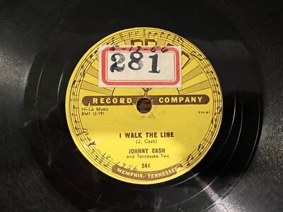 Johnny Cash Sun Record Company 78rpm Get Rhythm / I Walk the Line 241 Foto 1 de 4