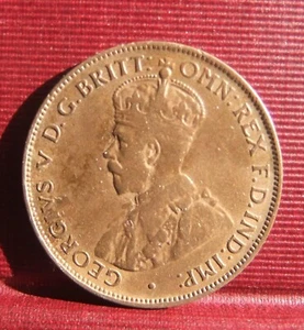 1931 AUSTRALIAN HALF PENNY BRONZE COIN King George V 1" Diameter - Picture 1 of 4