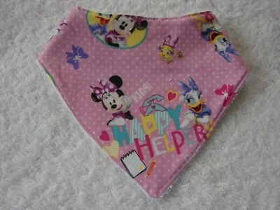 Minnie & Daisy Pink Bandana Dribble Bibs Cotton Front Towelling Back Handmade - image 1 of 2