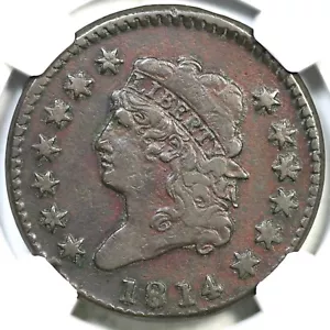 1814 S-294 R-1 NGC VF Details Crosslet 4 Classic Head Large Cent Coin 1c - Picture 1 of 3