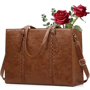 RAINSMORE Laptoptasche für Damen, 15,6 Zoll Laptoptasche Leder Computer Arbeit - Bild 1 von 8