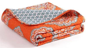 Harley Reversible Throw - 50" W x 60" L, Tangerine Modern Bohemian Paisley Pr... - Picture 1 of 5